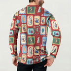 Australia Wildlife Christmas Stamp Button Sweatshirt Red Aussie Native Animal Seamless Pattern