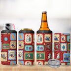Australia Wildlife Christmas Stamp 4 in 1 Can Cooler Tumbler Red Aussie Native Animal Seamless Pattern