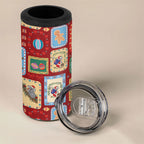 Australia Wildlife Christmas Stamp 4 in 1 Can Cooler Tumbler Red Aussie Native Animal Seamless Pattern