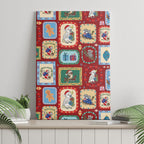 Australia Wildlife Christmas Stamp Canvas Wall Art Red Aussie Native Animal Seamless Pattern