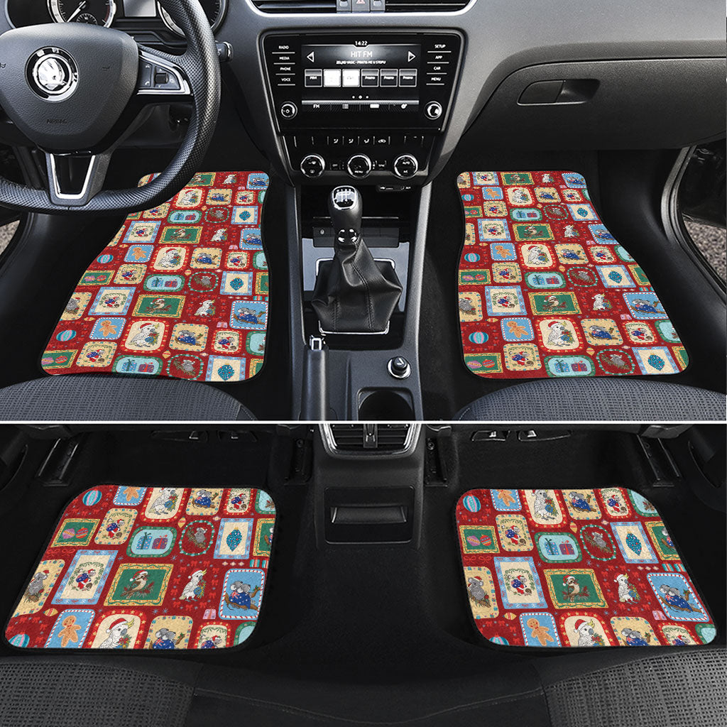 Australia Wildlife Christmas Stamp Car Mats Red Aussie Native Animal Seamless Pattern