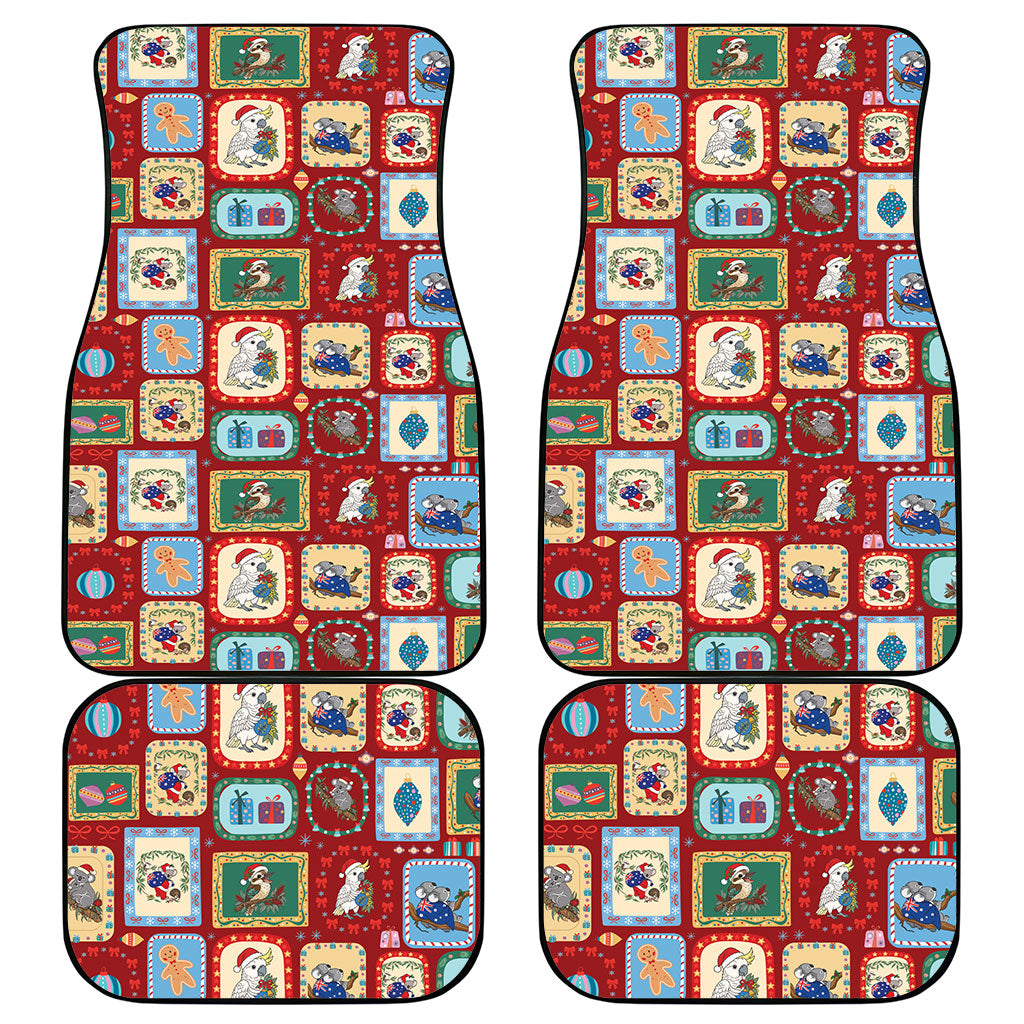 Australia Wildlife Christmas Stamp Car Mats Red Aussie Native Animal Seamless Pattern