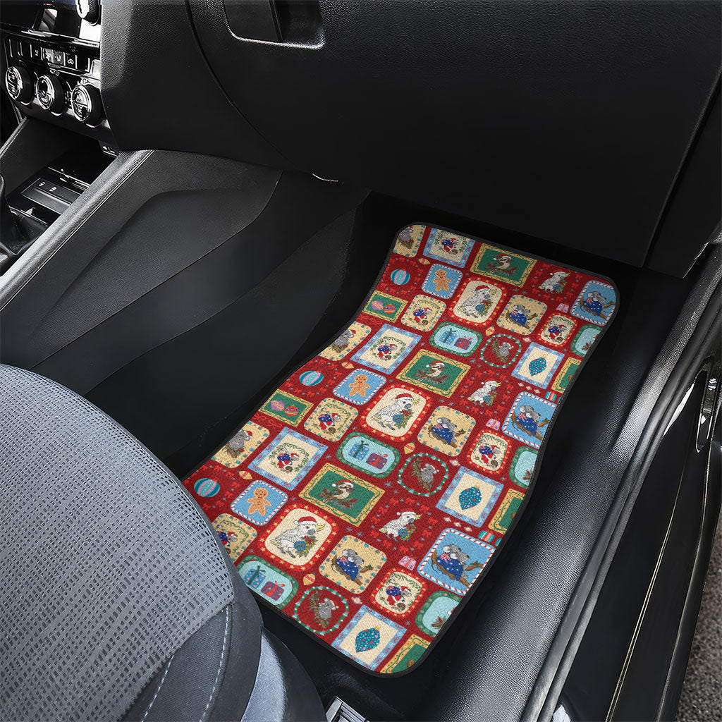 Australia Wildlife Christmas Stamp Car Mats Red Aussie Native Animal Seamless Pattern