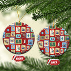 Australia Wildlife Christmas Stamps Ceramic Ornament Red Aussie Native Animal Seamless Pattern