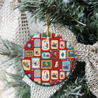 Australia Wildlife Christmas Stamps Ceramic Ornament Red Aussie Native Animal Seamless Pattern