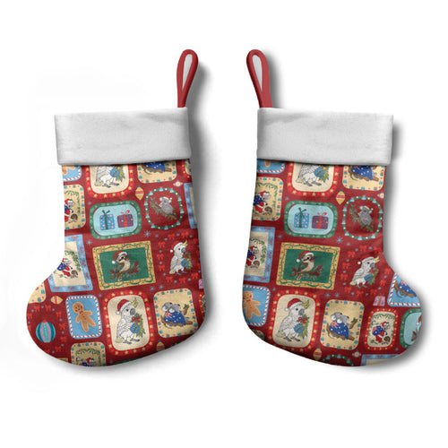 Australia Wildlife Christmas Stamps Christmas Stocking Red Aussie Native Animal Seamless Pattern