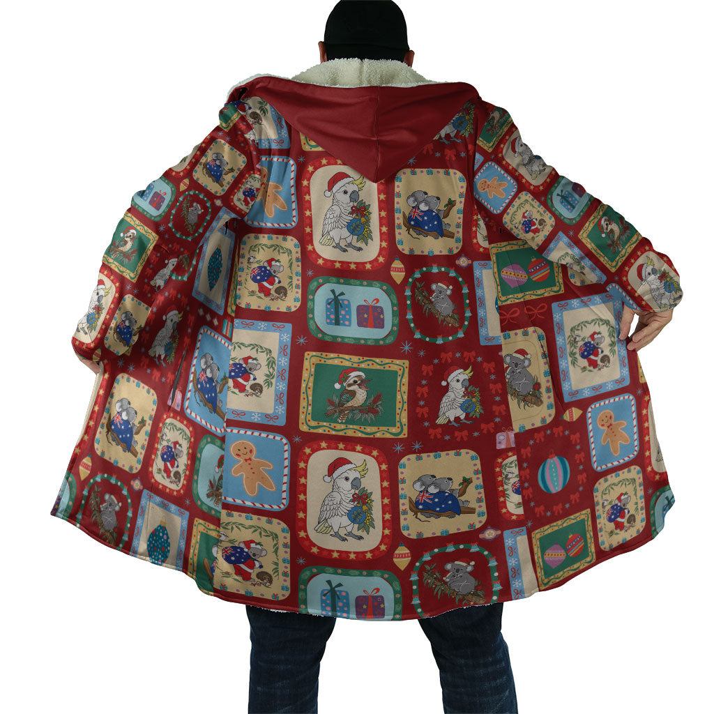 Australia Wildlife Christmas Stamp Cloak Red Aussie Native Animal Seamless Pattern