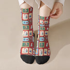 Australia Wildlife Christmas Stamp Crew Socks Red Aussie Native Animal Seamless Pattern