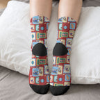 Australia Wildlife Christmas Stamp Crew Socks Red Aussie Native Animal Seamless Pattern