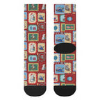 Australia Wildlife Christmas Stamp Crew Socks Red Aussie Native Animal Seamless Pattern