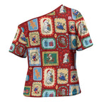 Australia Wildlife Christmas Stamp Cross Shoulder Shirt Red Aussie Native Animal Seamless Pattern