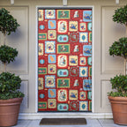 Australia Wildlife Christmas Stamp Door Cover Red Aussie Native Animal Seamless Pattern
