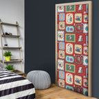Australia Wildlife Christmas Stamp Door Cover Red Aussie Native Animal Seamless Pattern