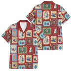 Australia Wildlife Christmas Stamp Family Matching Off Shoulder Maxi Dress and Hawaiian Shirt Red Aussie Native Animal Seamless Pattern