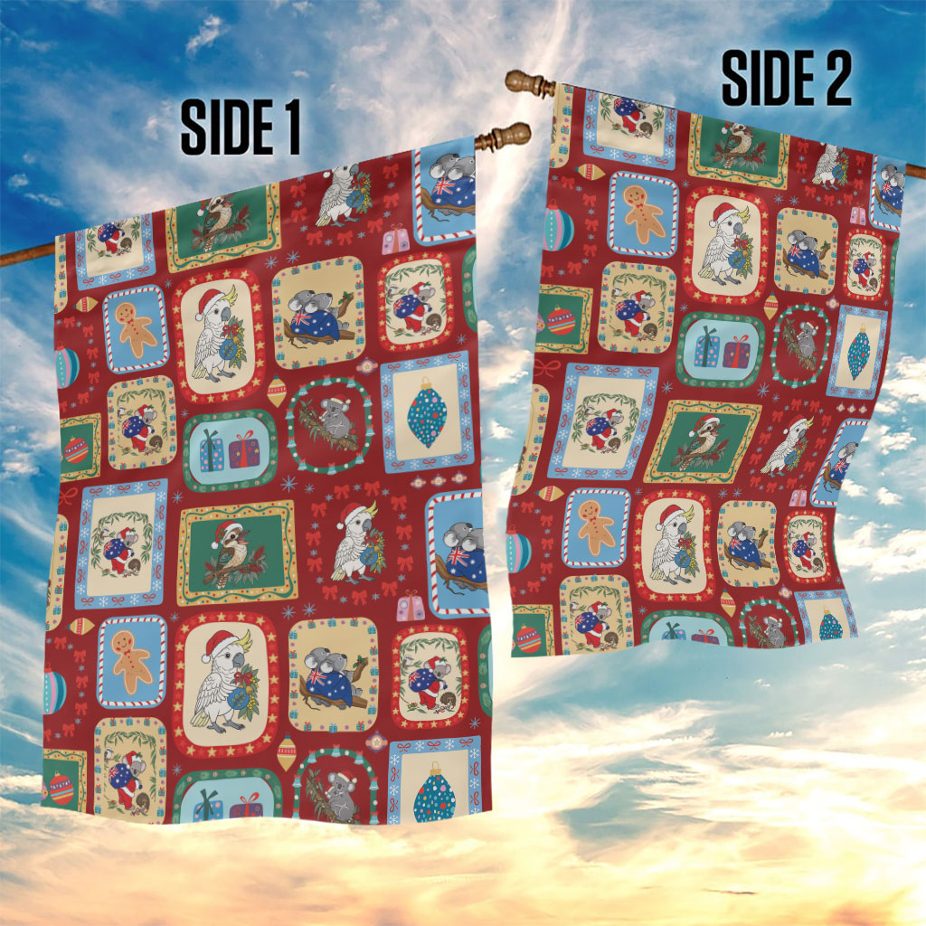 Australia Wildlife Christmas Stamp Garden Flag Red Aussie Native Animal Seamless Pattern