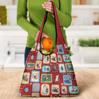 Australia Wildlife Christmas Stamp Grocery Bag Red Aussie Native Animal Seamless Pattern