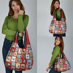 Australia Wildlife Christmas Stamp Grocery Bag Red Aussie Native Animal Seamless Pattern