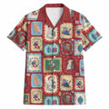 Australia Wildlife Christmas Stamp Hawaiian Shirt Red Aussie Native Animal Seamless Pattern
