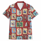 Australia Wildlife Christmas Stamp Hawaiian Shirt Red Aussie Native Animal Seamless Pattern