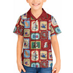 Australia Wildlife Christmas Stamp Hawaiian Shirt Red Aussie Native Animal Seamless Pattern