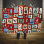 Australia Wildlife Christmas Stamp Hooded Blanket Red Aussie Native Animal Seamless Pattern