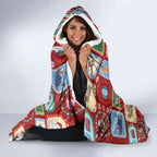 Australia Wildlife Christmas Stamp Hooded Blanket Red Aussie Native Animal Seamless Pattern