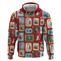 Australia Wildlife Christmas Stamp Hoodie Red Aussie Native Animal Seamless Pattern