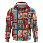 Australia Wildlife Christmas Stamp Hoodie Red Aussie Native Animal Seamless Pattern