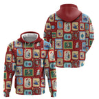 Australia Wildlife Christmas Stamp Hoodie Red Aussie Native Animal Seamless Pattern