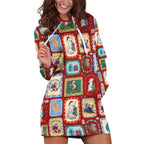 Australia Wildlife Christmas Stamp Hoodie Dress Red Aussie Native Animal Seamless Pattern