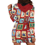 Australia Wildlife Christmas Stamp Hoodie Dress Red Aussie Native Animal Seamless Pattern