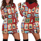 Australia Wildlife Christmas Stamp Hoodie Dress Red Aussie Native Animal Seamless Pattern