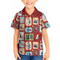 Australia Wildlife Christmas Stamp Kid Hawaiian Shirt Red Aussie Native Animal Seamless Pattern