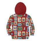Australia Wildlife Christmas Stamp Kid Hoodie Red Aussie Native Animal Seamless Pattern