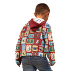 Australia Wildlife Christmas Stamp Kid Hoodie Red Aussie Native Animal Seamless Pattern
