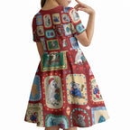 Australia Wildlife Christmas Stamp Kid Short Sleeve Dress Red Aussie Native Animal Seamless Pattern
