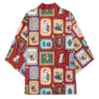 Australia Wildlife Christmas Stamp Kimono Red Aussie Native Animal Seamless Pattern