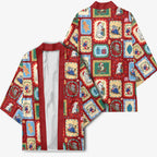 Australia Wildlife Christmas Stamp Kimono Red Aussie Native Animal Seamless Pattern