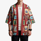 Australia Wildlife Christmas Stamp Kimono Red Aussie Native Animal Seamless Pattern