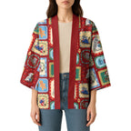 Australia Wildlife Christmas Stamp Kimono Red Aussie Native Animal Seamless Pattern