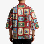 Australia Wildlife Christmas Stamp Kimono Red Aussie Native Animal Seamless Pattern