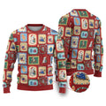 Australia Wildlife Christmas Stamps Ugly Christmas Sweater Red Aussie Native Animal Seamless Pattern