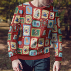 Australia Wildlife Christmas Stamps Ugly Christmas Sweater Red Aussie Native Animal Seamless Pattern