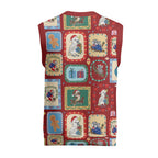 Australia Wildlife Christmas Stamps Christmas Knitted V-Neck Vest Red Aussie Native Animal Seamless Pattern