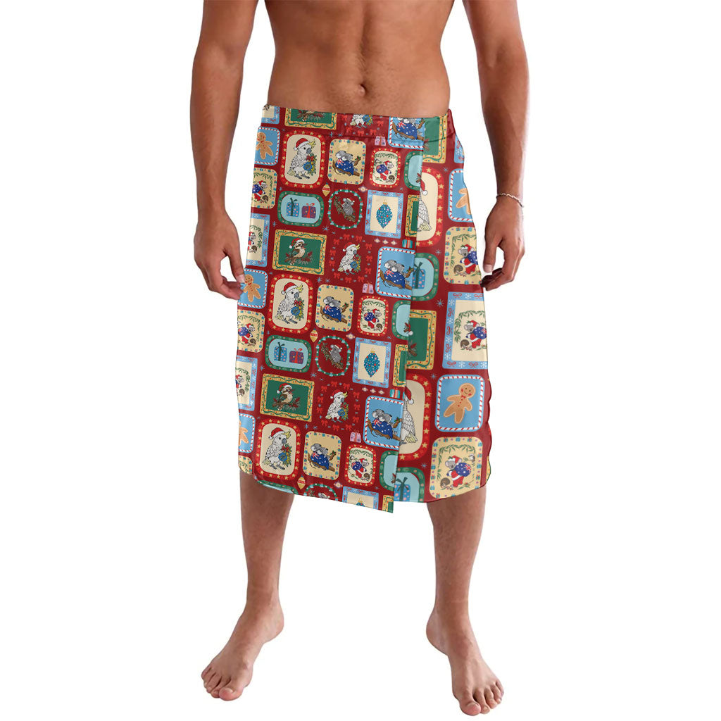 Australia Wildlife Christmas Stamp Lavalava Red Aussie Native Animal Seamless Pattern