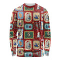 Australia Wildlife Christmas Stamp Long Sleeve Shirt Red Aussie Native Animal Seamless Pattern