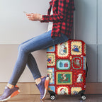 Australia Wildlife Christmas Stamp Luggage Cover Red Aussie Native Animal Seamless Pattern