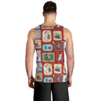 Australia Wildlife Christmas Stamp Men Tank Top Red Aussie Native Animal Seamless Pattern