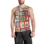 Australia Wildlife Christmas Stamp Men Tank Top Red Aussie Native Animal Seamless Pattern