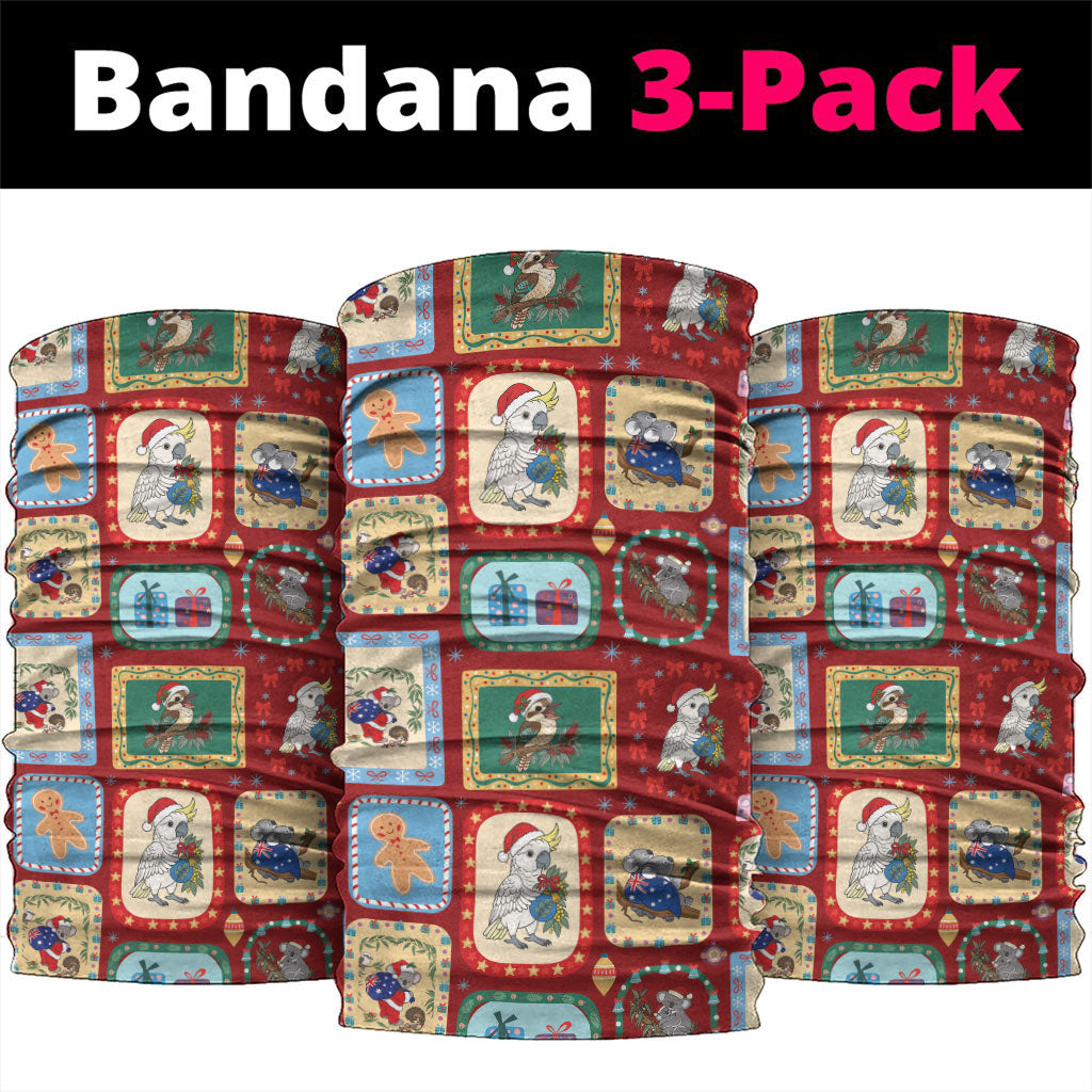Australia Wildlife Christmas Stamp Neck Gaiter Red Aussie Native Animal Seamless Pattern
